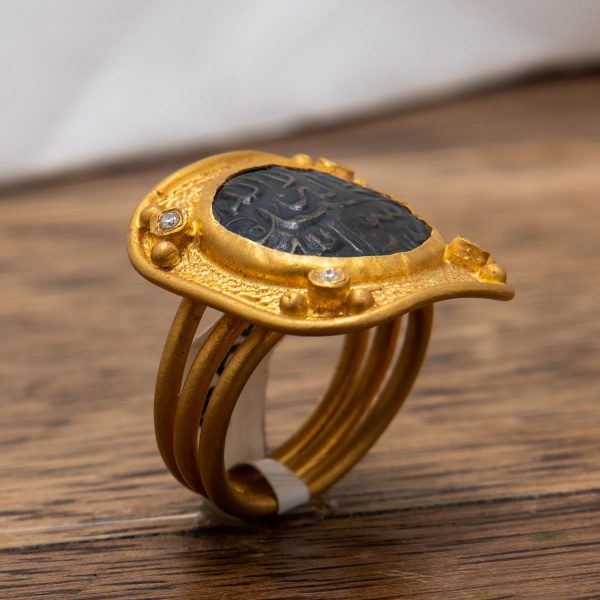 Gold ring with Black Caligraphy