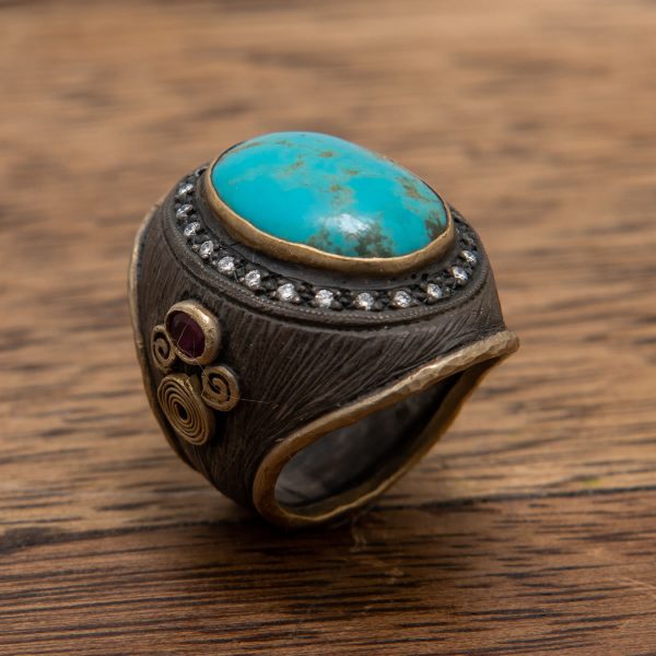 Turkuaz Taşlı Yüzük