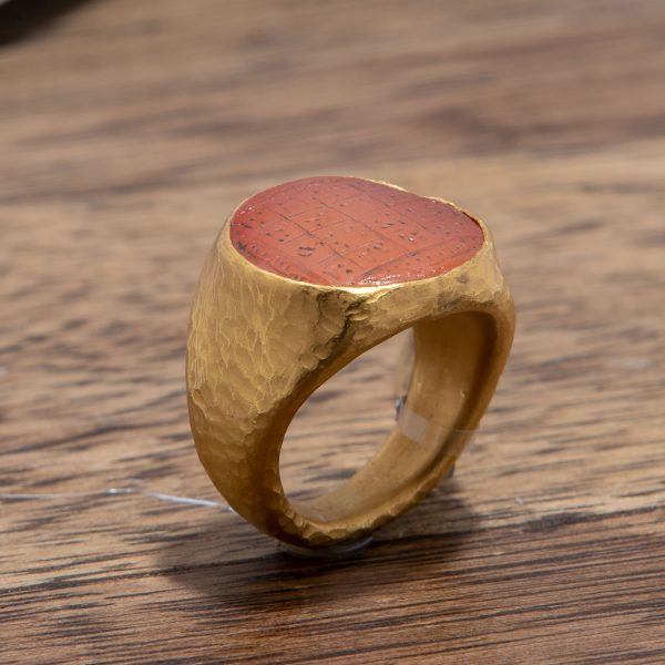 Aged Seal Stone Gold Ring